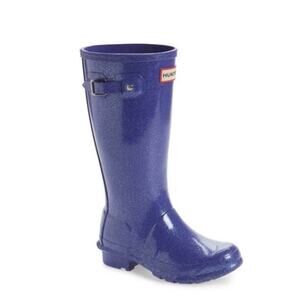 Hunter Kids' Starcloud Glitter Rain Boots in Electric Storm Color Sz 3B/4G